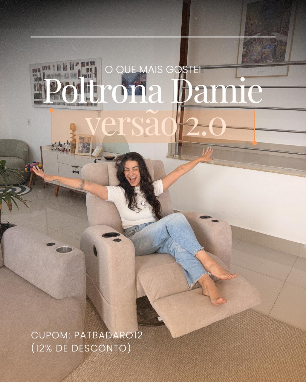 Pat Badaró na Poltrona Reclinável Damie versão 2.0